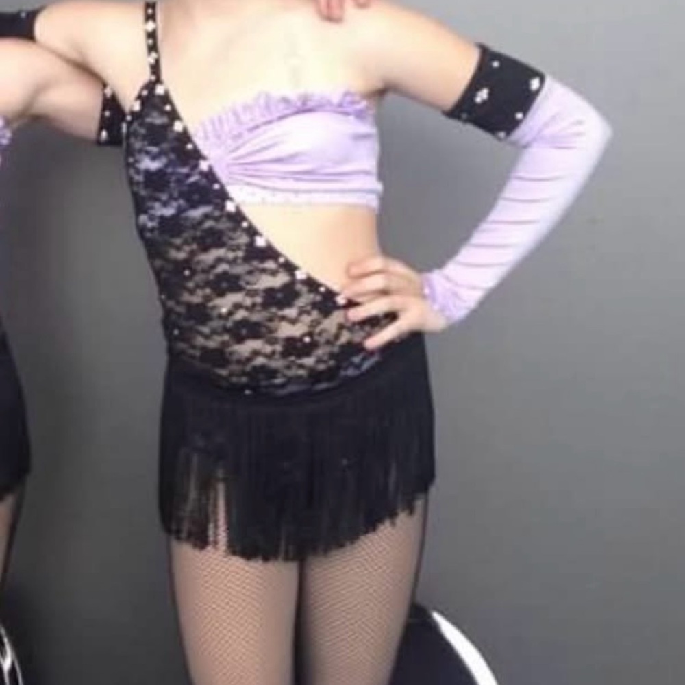Custom child Dance Costume with Lace and Fringe 14